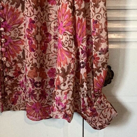 MISA HARTLY Women's red floral long sleeve size L - Picture 4 of 9